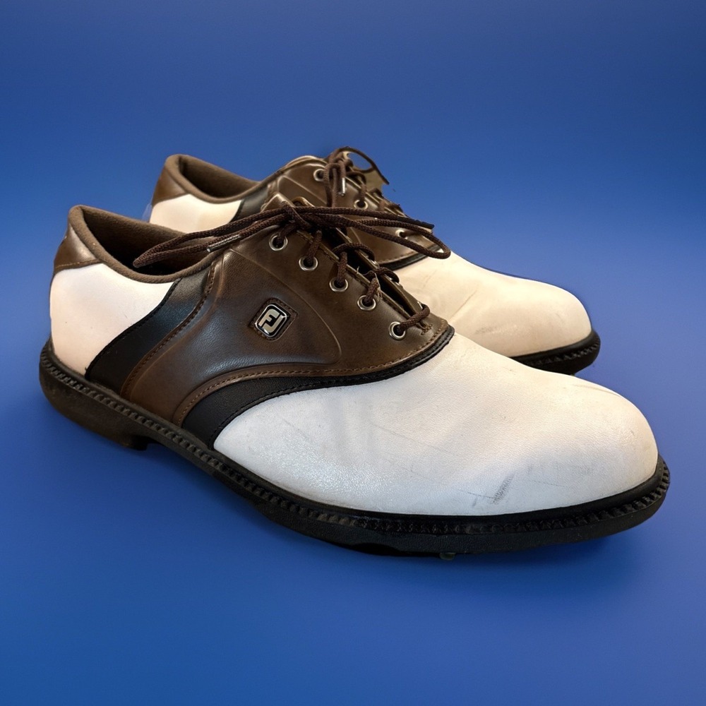 FootJoy Mens Size 10M Comfort Golf Shoes Brown White Lace Up Saddle Oxford 45330